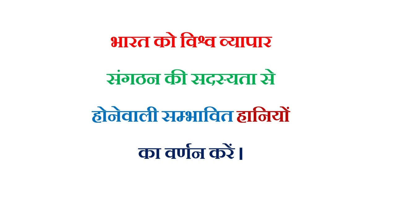 भारत को विश्व व्यापार संगठन की सदस्यता से होनेवाली सम्भावित हानियों का वर्णन करें।