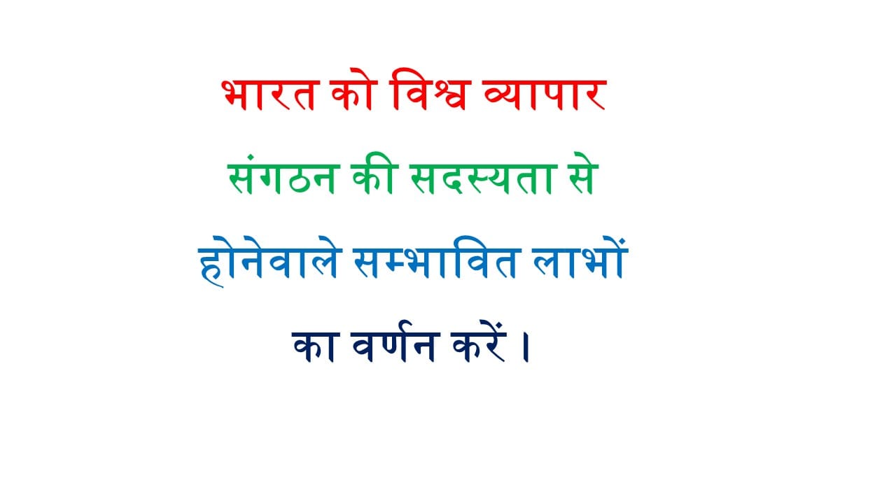 भारत को विश्व व्यापार संगठन की सदस्यता से होनेवाले सम्भावित लाभों का वर्णन करें।