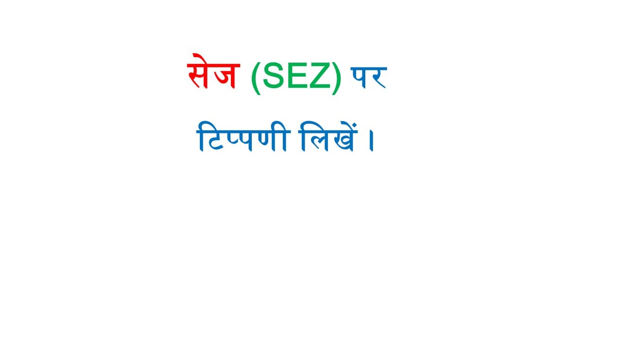 सेज (SEZ) पर टिप्पणी लिखें ।